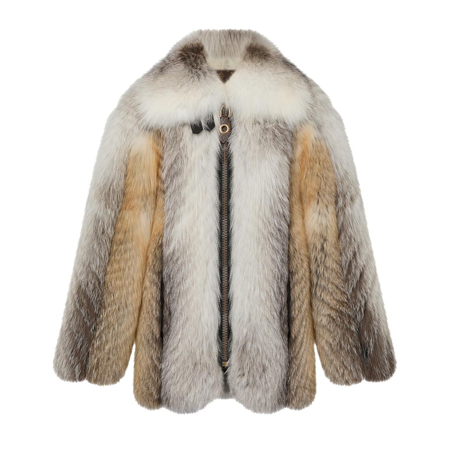 Women Louis Vuitton Coats And Jackets | Herringbone Fox Fur Coat