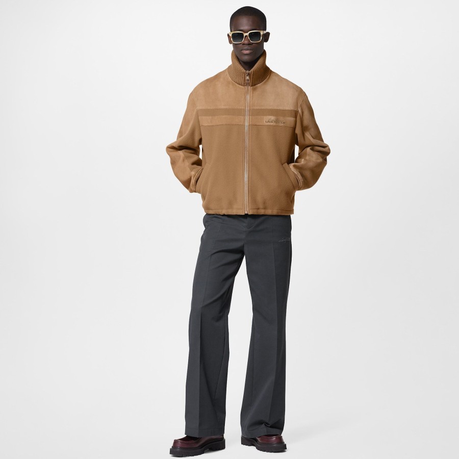 Men Louis Vuitton Coats And Outerwear | Mixed Material Leather Teddy Blouson