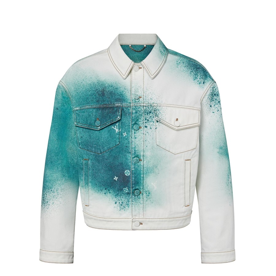 Men Louis Vuitton Coats And Outerwear | Lv Spray Denim Jacket