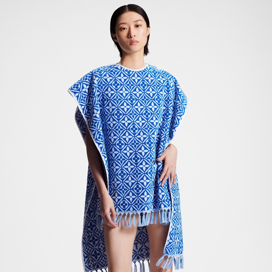 Women Louis Vuitton Home Textiles | Monogram Flower Tile Beach Cape Blue