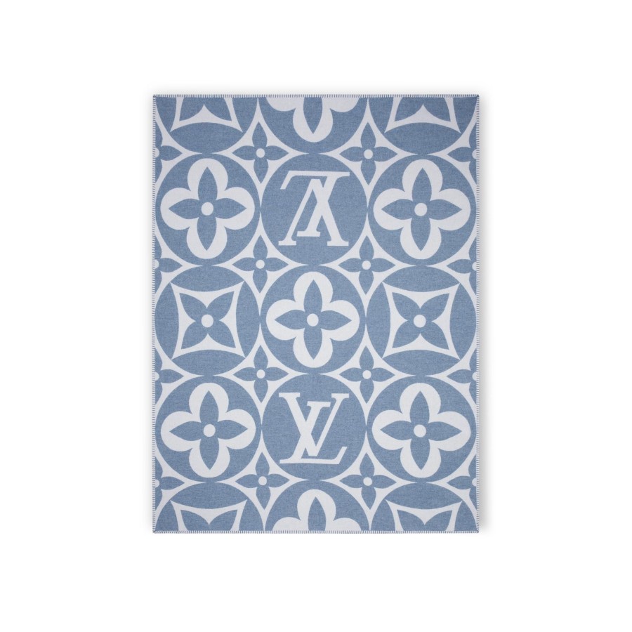 Women Louis Vuitton Home Textiles | Lv Medallion Blanket Blue