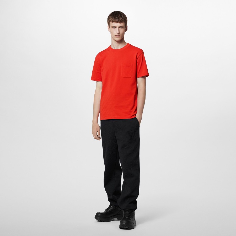 Men Louis Vuitton T-Shirts And Polos | Cotton Half Damier Pocket T-Shirt Red