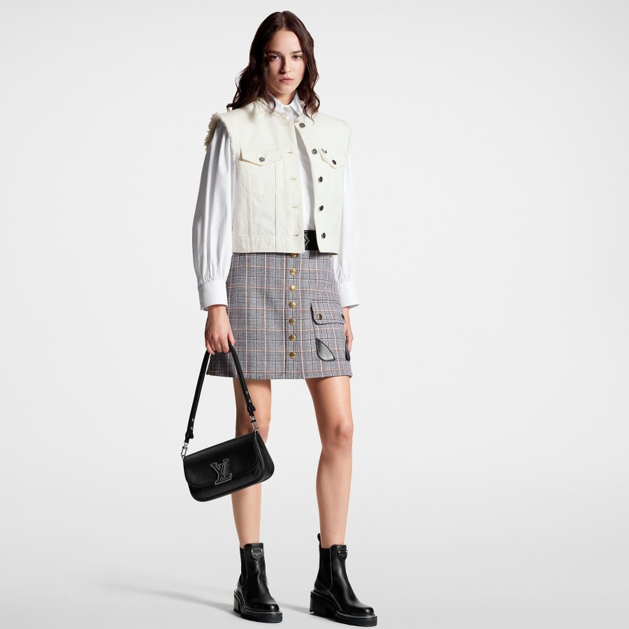 Women Louis Vuitton Skirts And Shorts | Leather Trim Check Mini Skirt