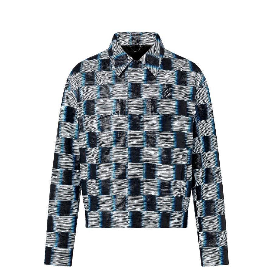 Men Louis Vuitton Coats And Outerwear | Damier Leather Trucker Jacket