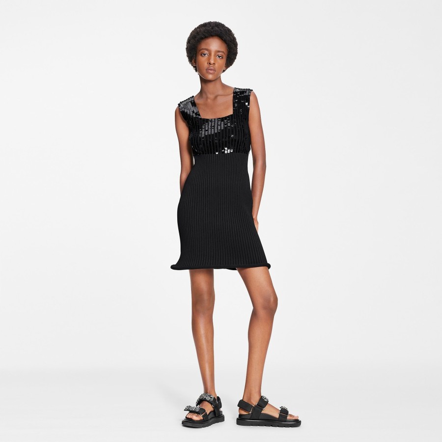 Women Louis Vuitton Dresses | Lv Night Sequin Accent Mini Dress