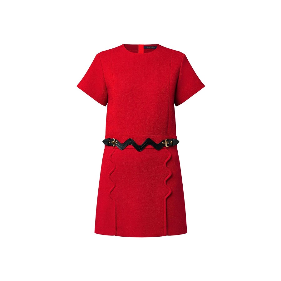 Women Louis Vuitton Dresses | Scallop Detail A-Line Dress Bright Red