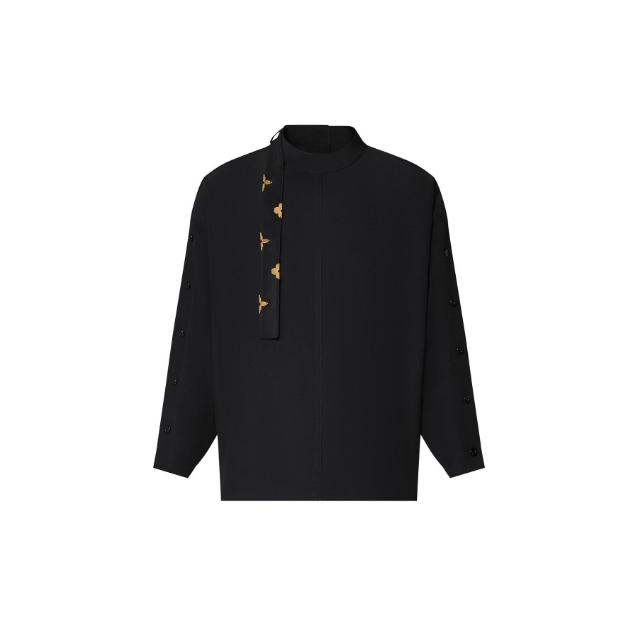 Women Louis Vuitton Tops | Monogram Lavaliere Button Sleeve Blouse