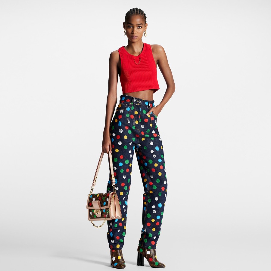 Women Louis Vuitton Pants | Lv X Yk Painted Dots Jeans