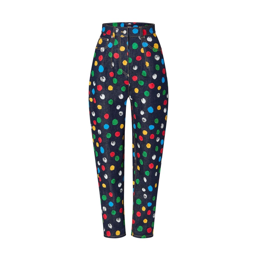 Women Louis Vuitton Pants | Lv X Yk Painted Dots Jeans