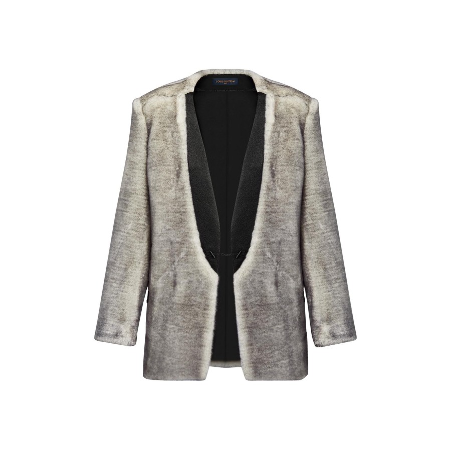 Women Louis Vuitton Coats And Jackets | Satin Lapel Faux Fur Blazer