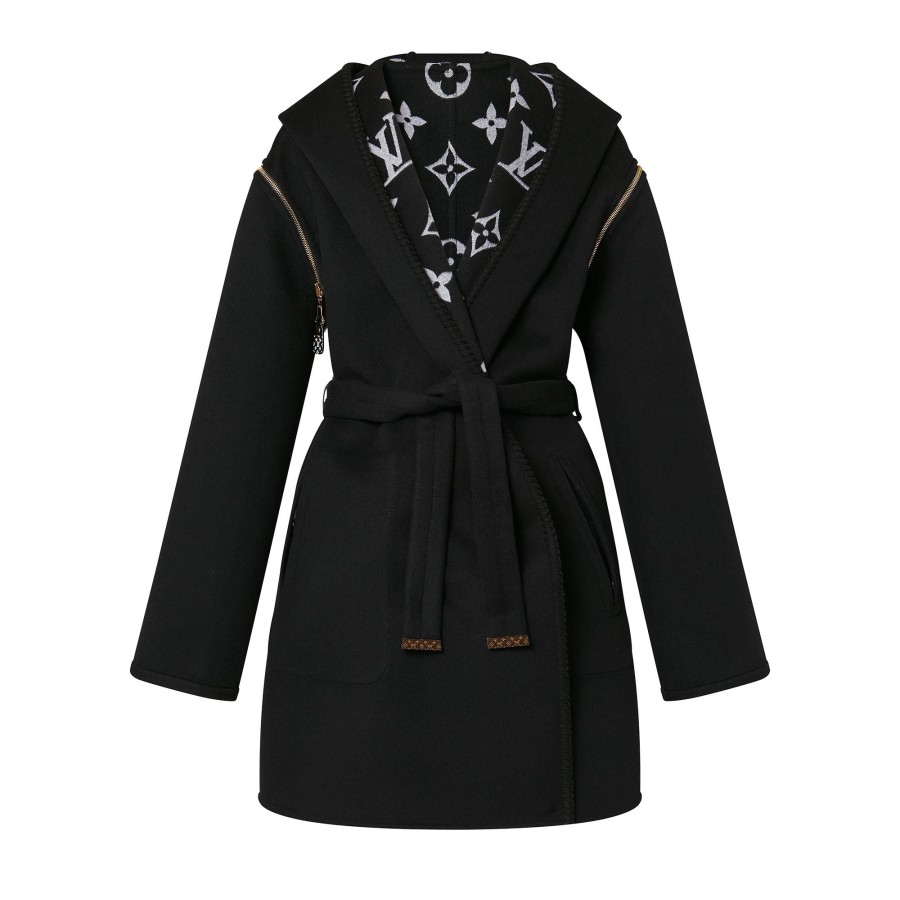 Women Louis Vuitton Coats And Jackets | Reversible Zipper Sleeve Hooded Wrap Coat