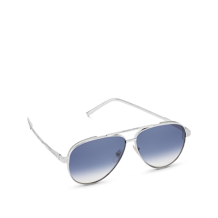 Men Louis Vuitton Sunglasses | Lv Rise Metal Pilot Sunglasses Silver