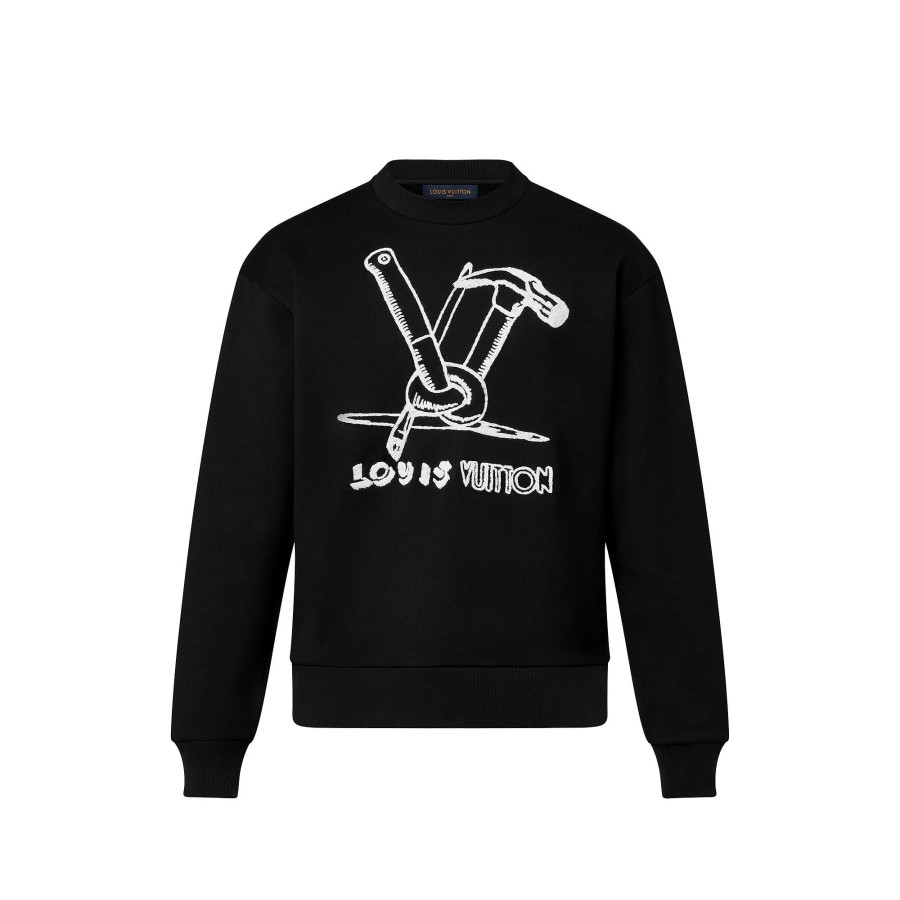 Men Louis Vuitton Knitwear And Sweatshirts | Embroidered Cotton Sweatshirt