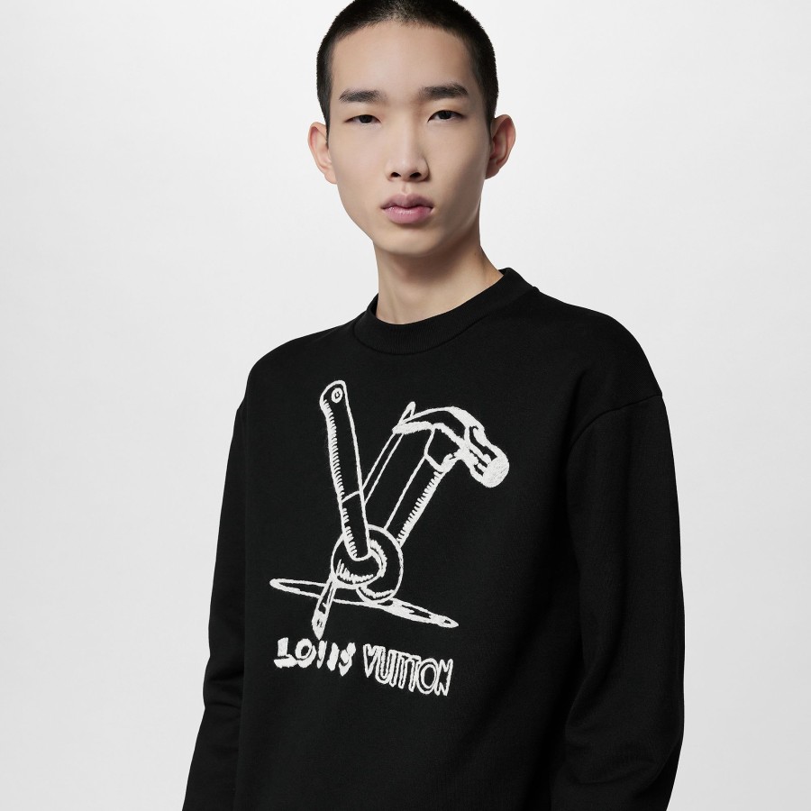 Men Louis Vuitton Knitwear And Sweatshirts | Embroidered Cotton Sweatshirt