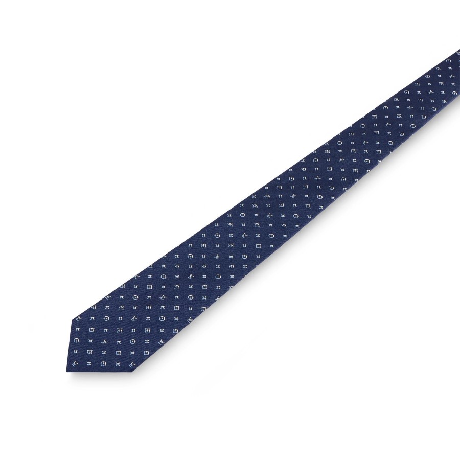 Men Louis Vuitton Ties And Pocket Squares | Lv Dual Tie Navy Blue