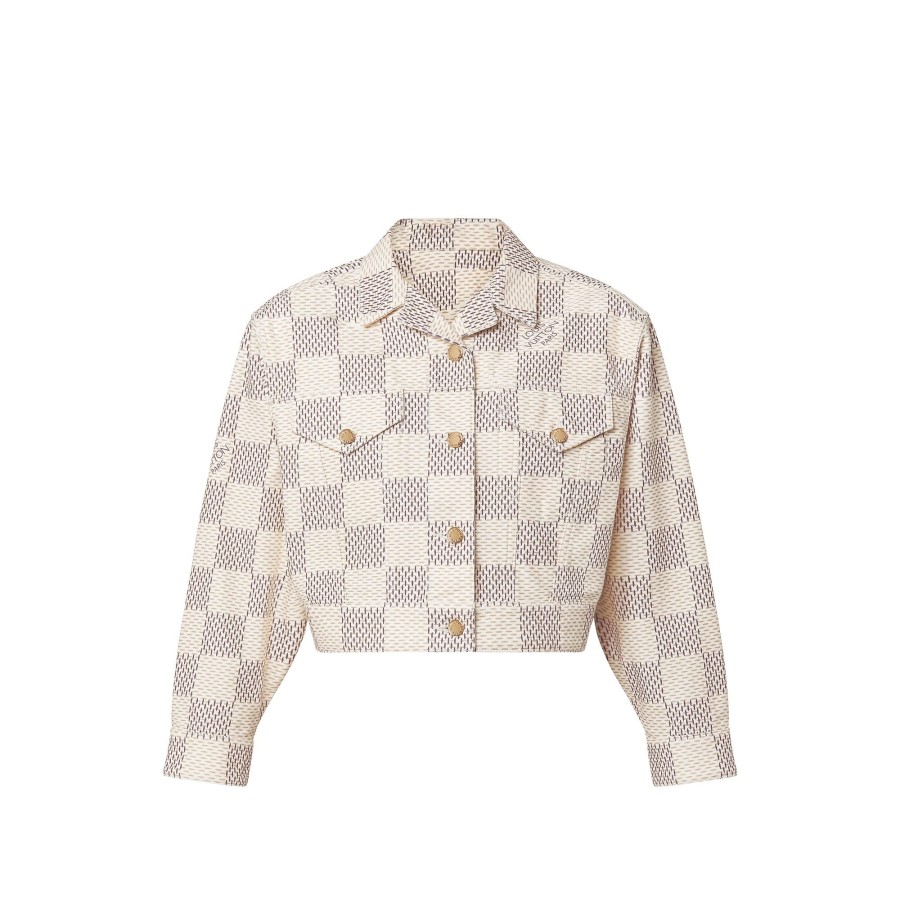 Women Louis Vuitton Coats And Jackets | Damier Azur Denim Trucker Jacket