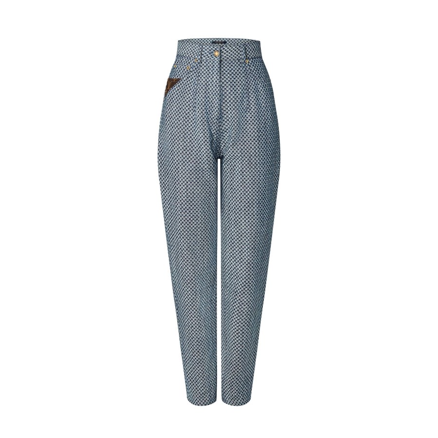 Women Louis Vuitton Denim | Mini Checkerboard Denim Carrot Pants