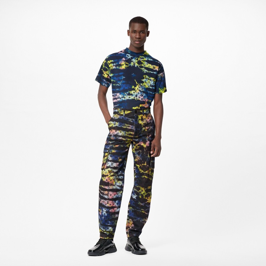 Men Louis Vuitton Pants | Printed Monogram Tie-Dye Cargo Denim Pant