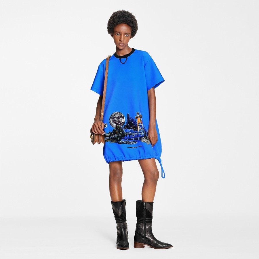 Women Louis Vuitton Dresses | Cosmic Motel Print Balloon T-Shirt Dress