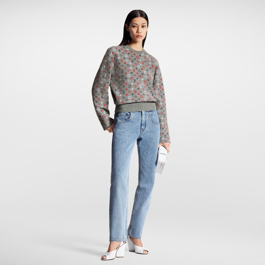 Women Louis Vuitton Knitwear | Multicolor Monogram Jacquard Pullover