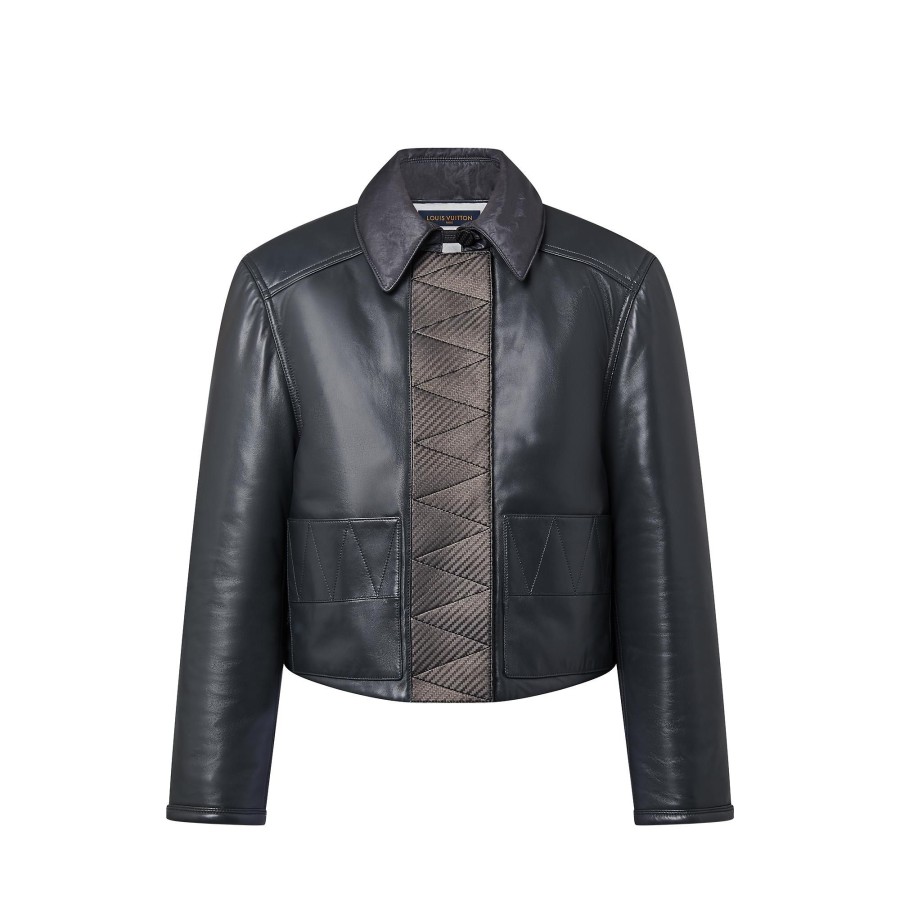 Women Louis Vuitton Coats And Jackets | Topstitched Leather Boxy Jacket