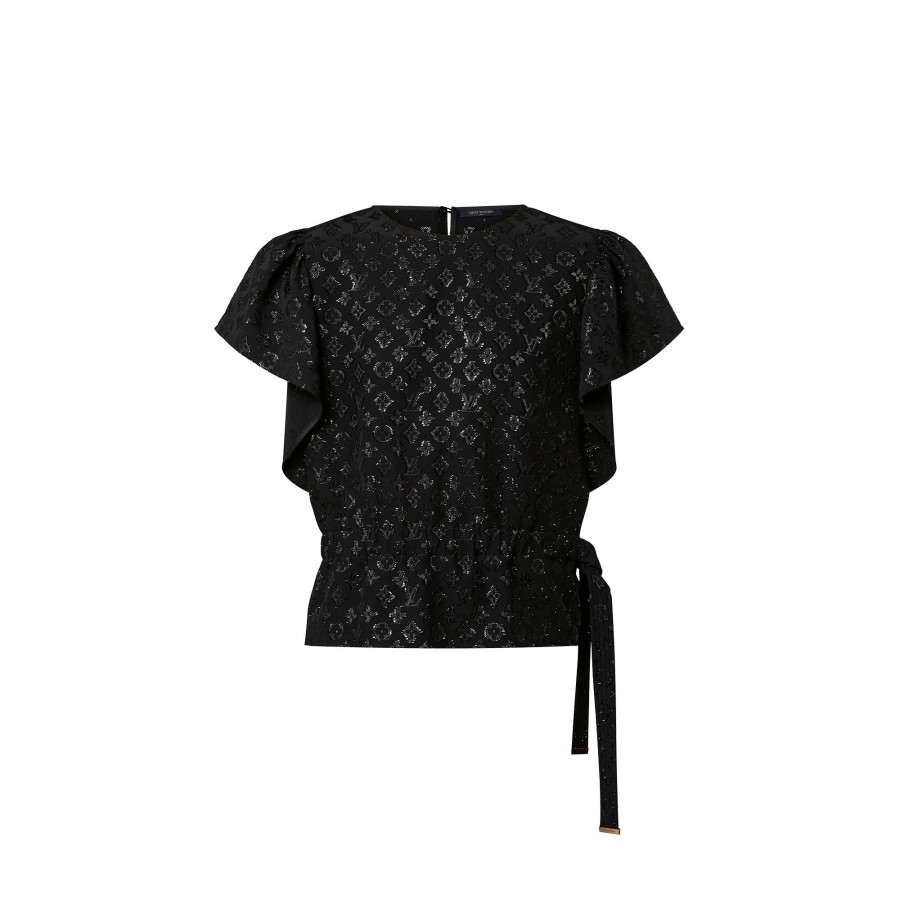 Women Louis Vuitton Tops | Monogram Fil Coupe Flounce Sleeve Top