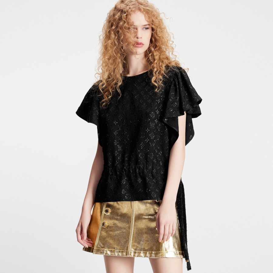 Women Louis Vuitton Tops | Monogram Fil Coupe Flounce Sleeve Top