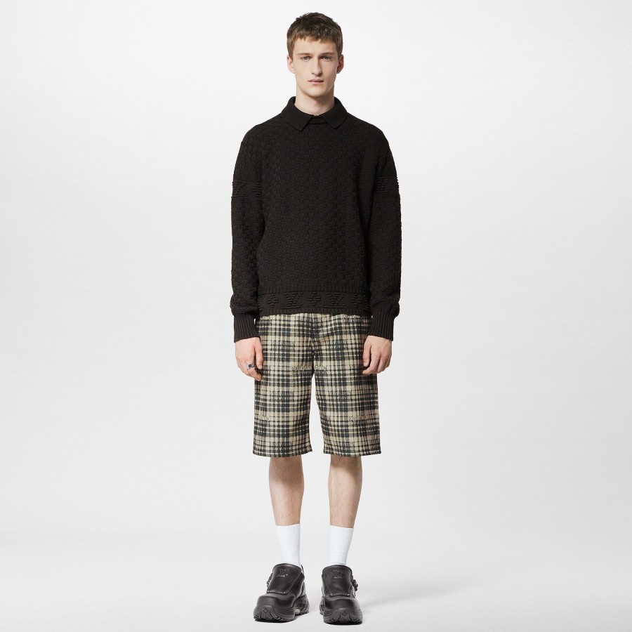 Men Louis Vuitton Pants | Louis Vuitton Checked Denim Shorts