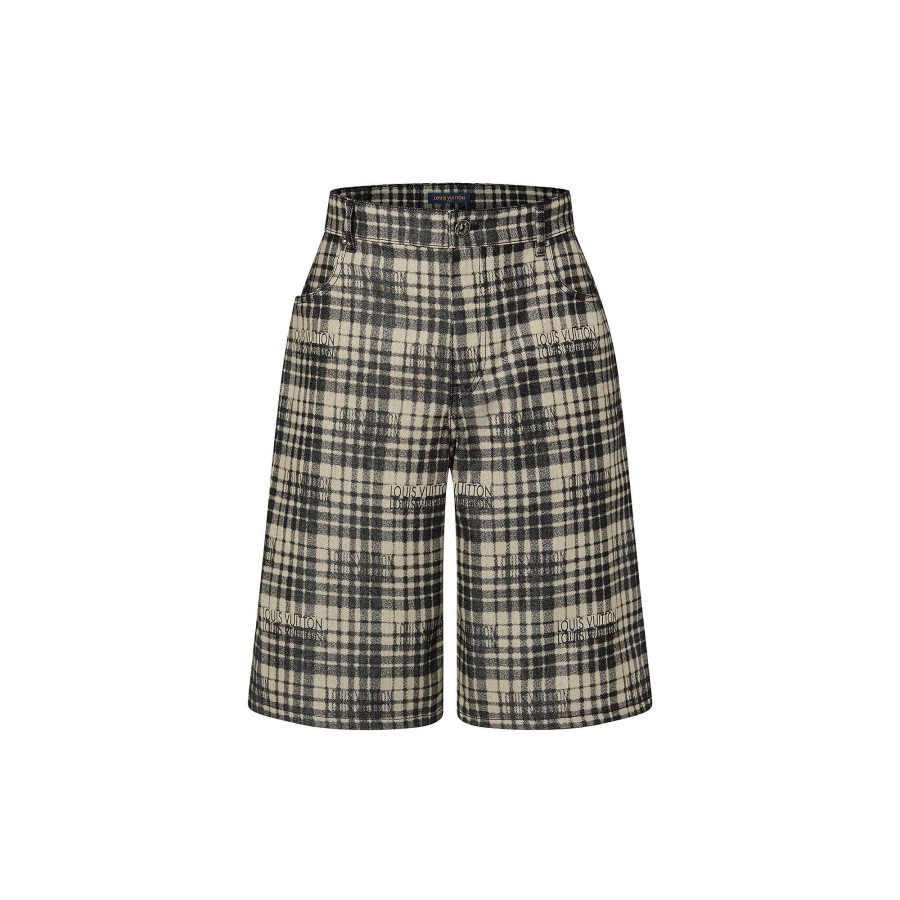 Men Louis Vuitton Pants | Louis Vuitton Checked Denim Shorts