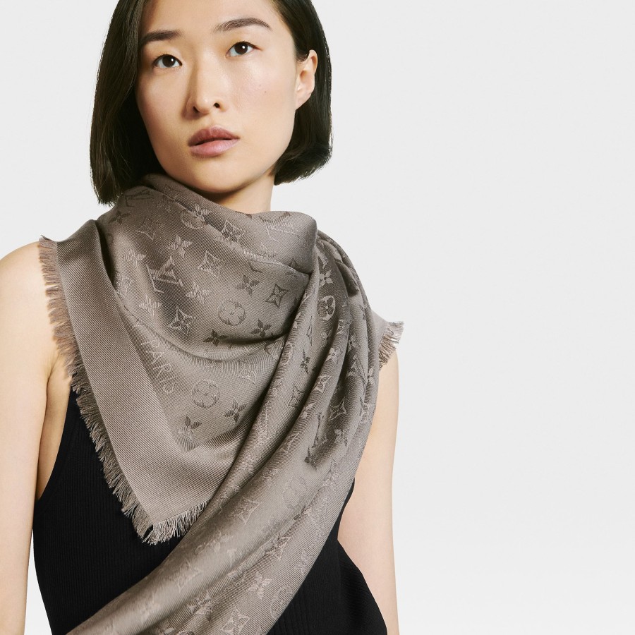 Women Louis Vuitton Shawls And Stoles | Monogram Classic Shawl Taupe