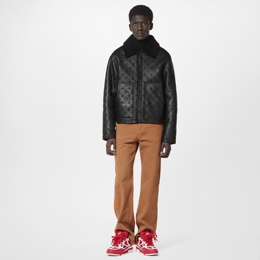 Men Louis Vuitton Coats And Outerwear | Shearling Embossed Monogram Jacket