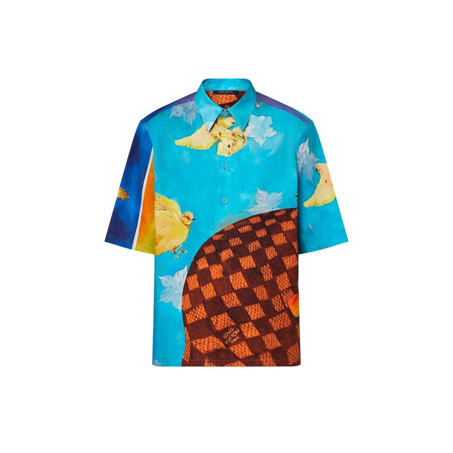 Men Louis Vuitton Shirts | Printed Cotton Short-Sleeved Shirt