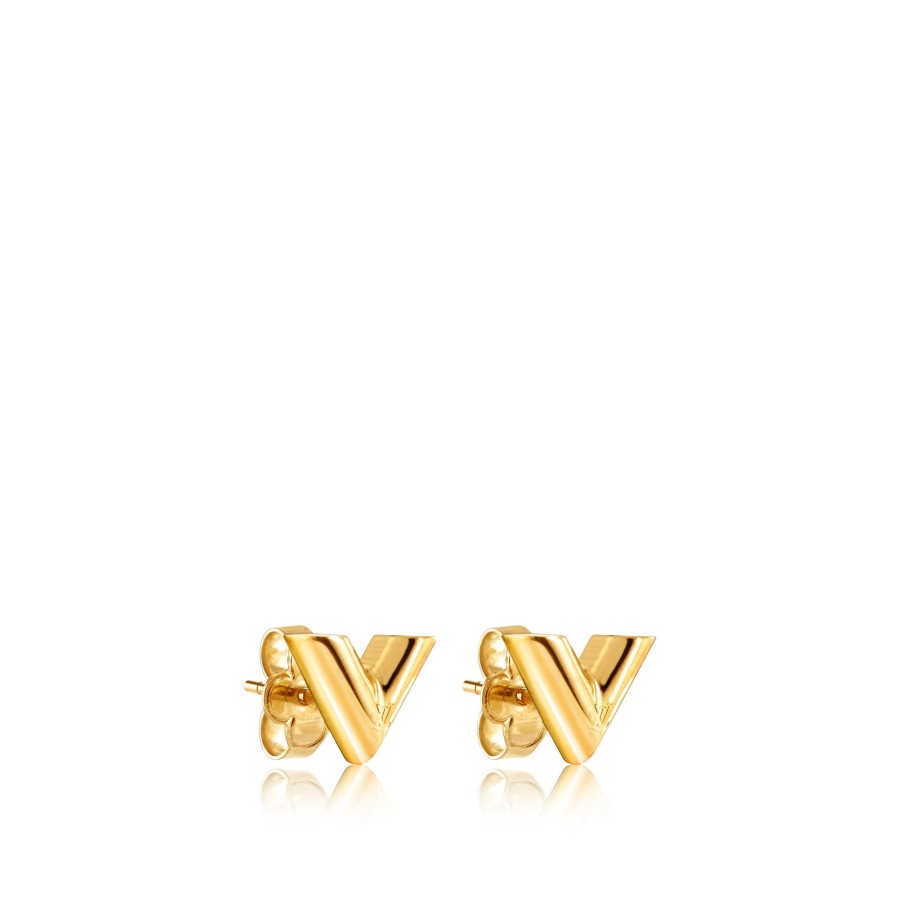 Women Louis Vuitton Earrings | Essential V Stud Earrings Gold