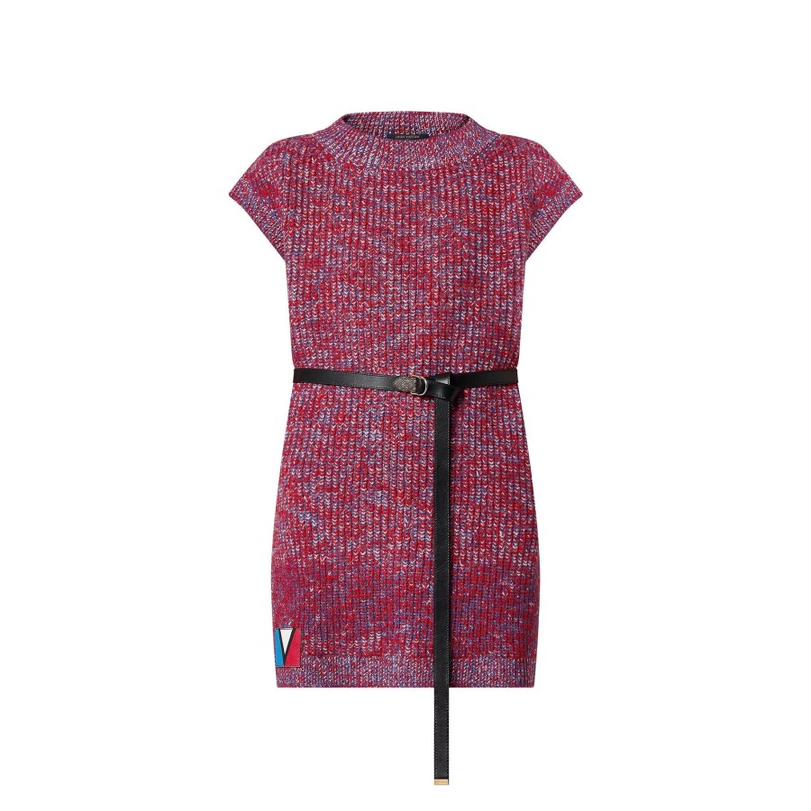 Women Louis Vuitton Knitwear | Felted Wool Knit Mini Dress Red