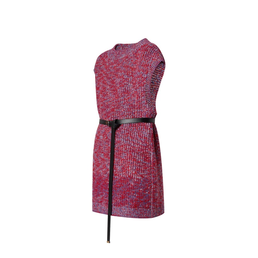 Women Louis Vuitton Knitwear | Felted Wool Knit Mini Dress Red