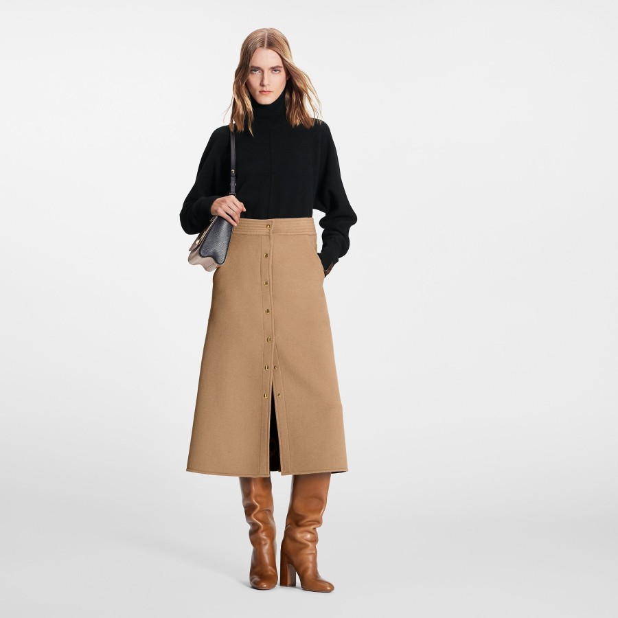 Women Louis Vuitton Skirts And Shorts | Double Face Button Down Midi Skirt