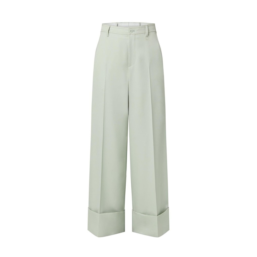 Men Louis Vuitton Pants | Workwear Cuffed Wool Pants Aqua