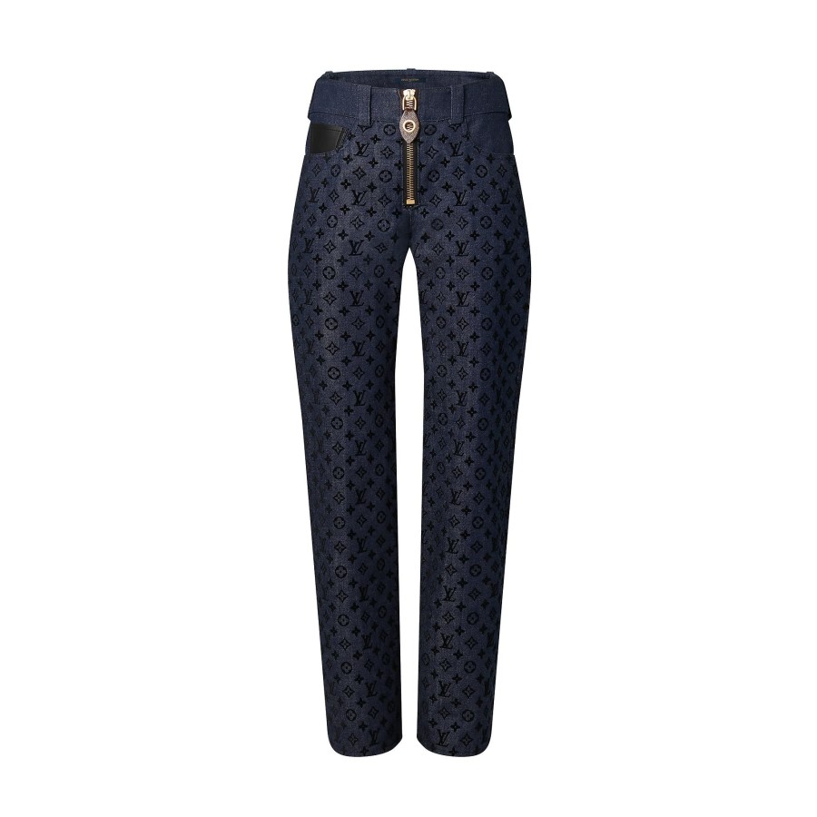 Women Louis Vuitton Denim | Flocked Monogram Denim Jeans