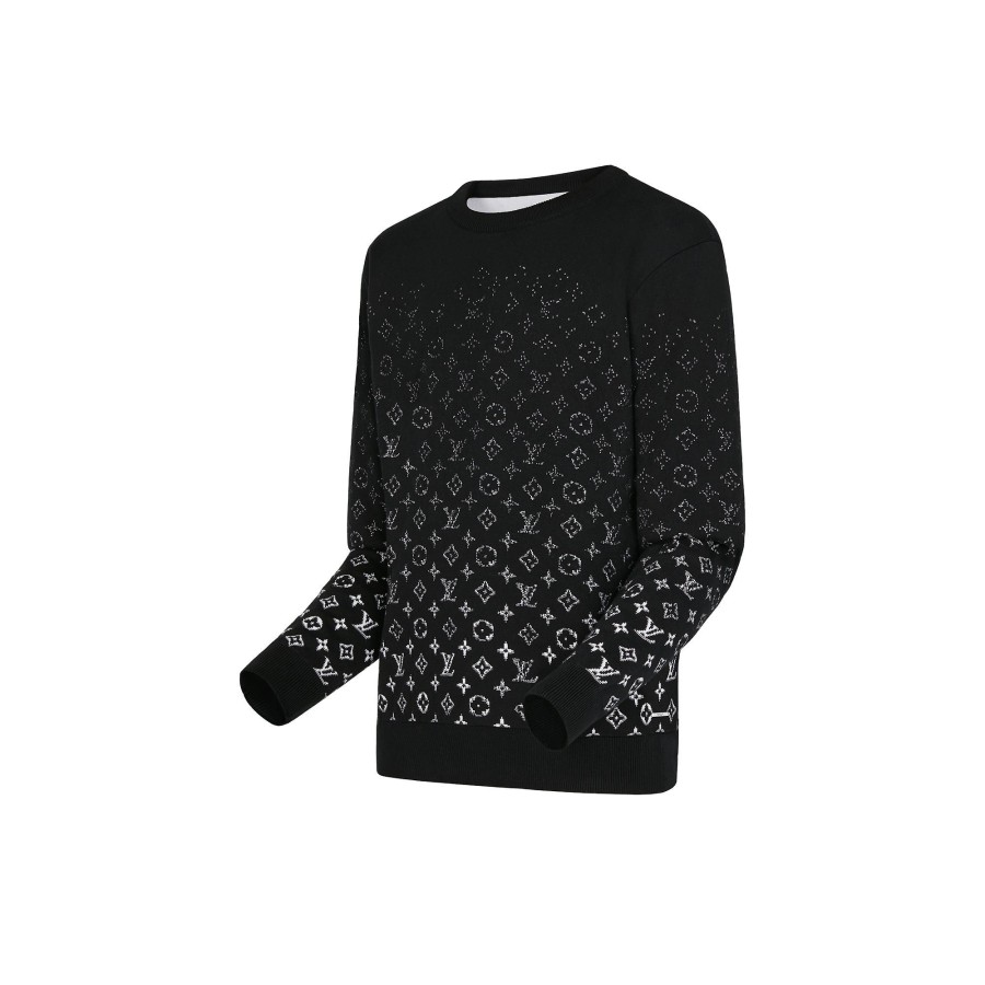 Men Louis Vuitton Knitwear And Sweatshirts | Lvse Monogram Degrade Crewneck Noir Blanc