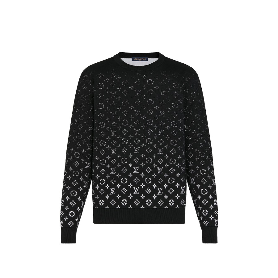 Men Louis Vuitton Knitwear And Sweatshirts | Lvse Monogram Degrade Crewneck Noir Blanc