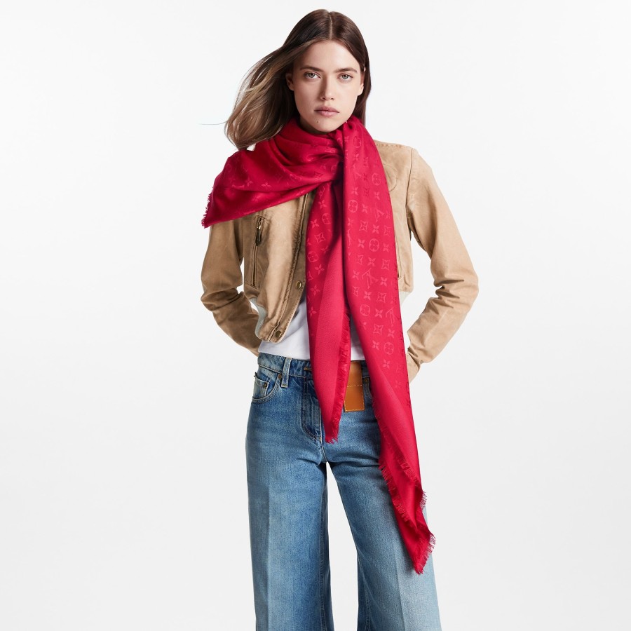 Women Louis Vuitton Shawls And Stoles | Monogram Classic Shawl Red