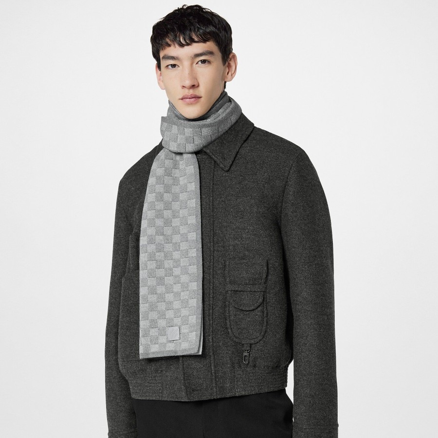 Men Louis Vuitton Scarves | Neo Petit Damier Scarf Light Grey