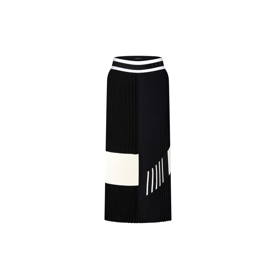 Women Louis Vuitton Knitwear | Color-Blocked Knit Midi Skirt