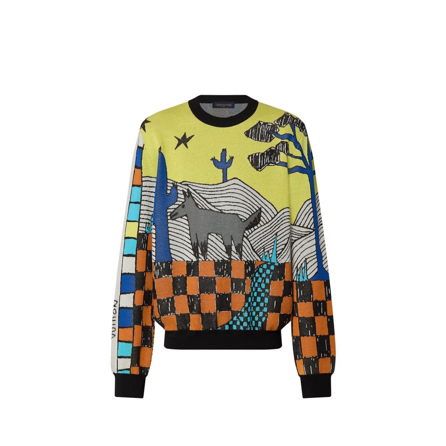 Men Louis Vuitton Knitwear And Sweatshirts | Cotton Jacquard Crewneck