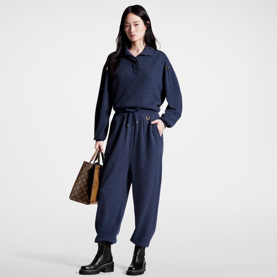 Women Louis Vuitton Knitwear | D-Ring Detail Cashmere Jogging Pants Blue Grey