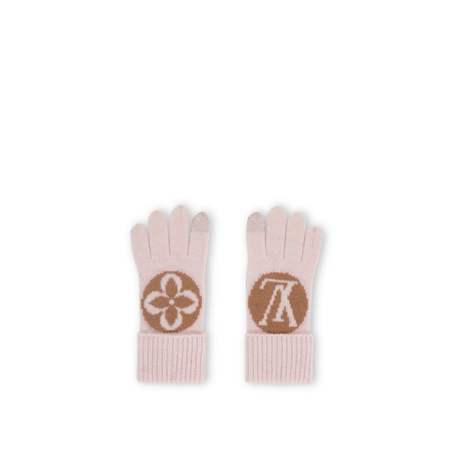 Women Louis Vuitton Hats And Gloves | Lv Medallion Gloves Camel Rose