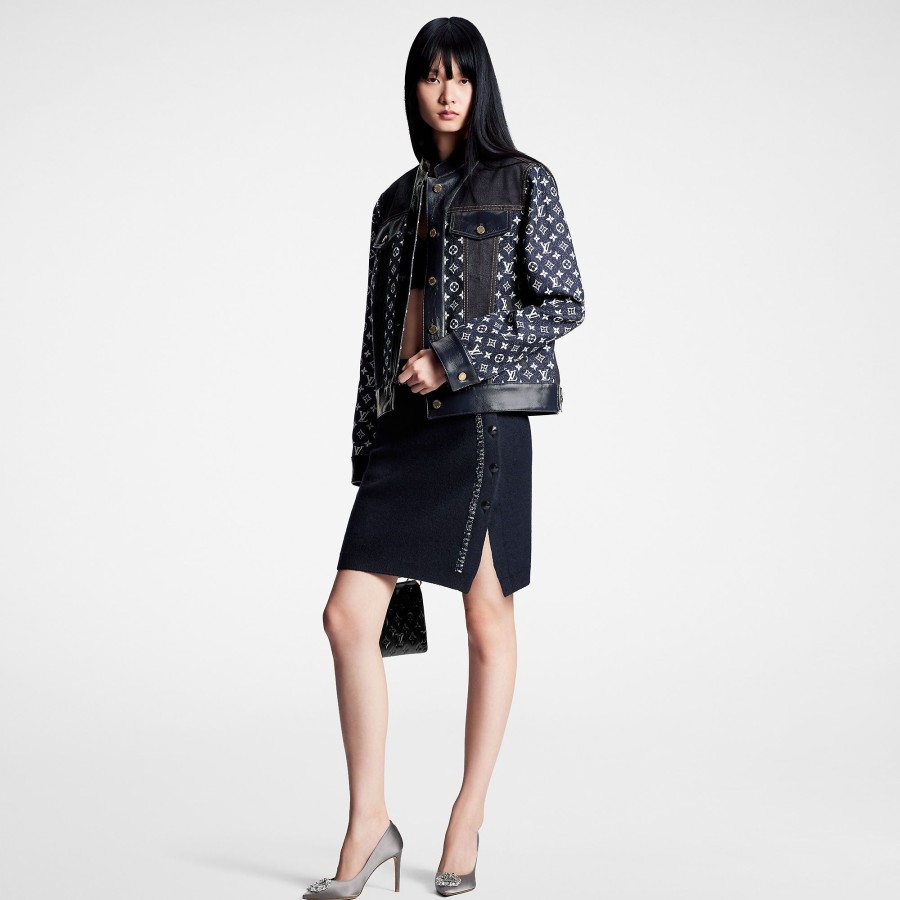 Women Louis Vuitton Knitwear | Beaded Trim Knit Mini Skirt