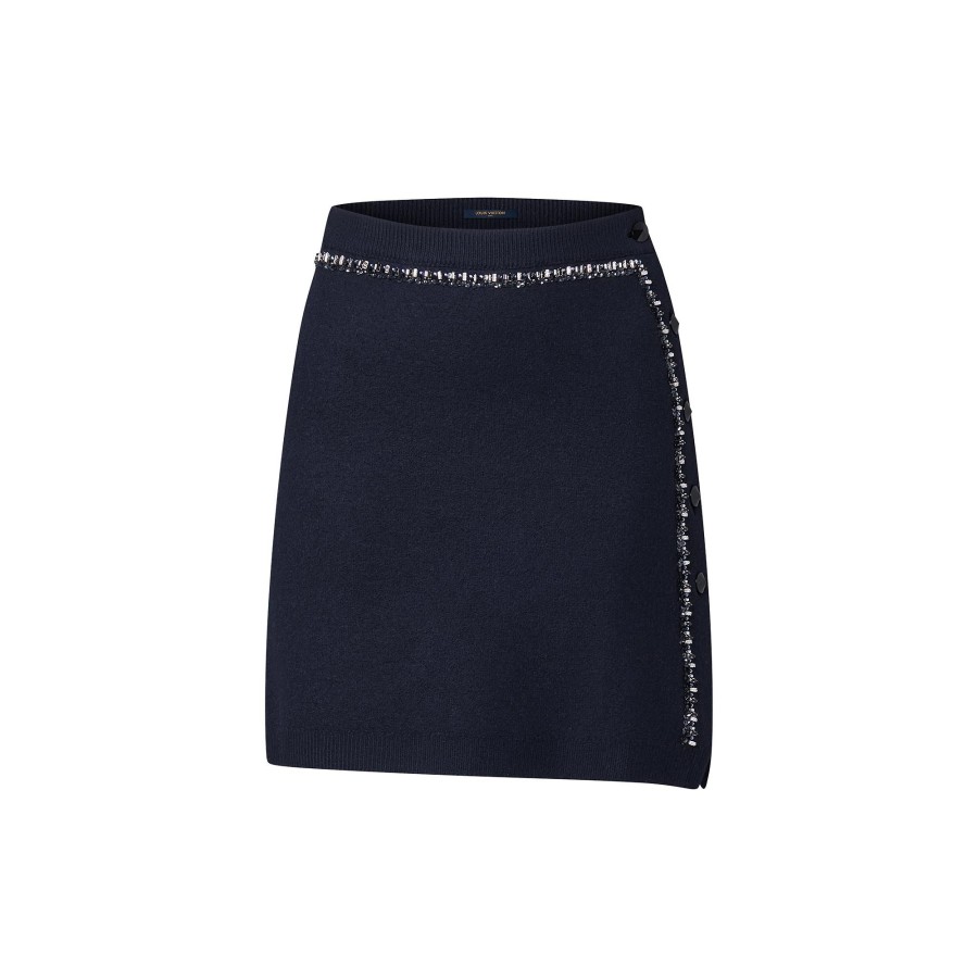 Women Louis Vuitton Knitwear | Beaded Trim Knit Mini Skirt