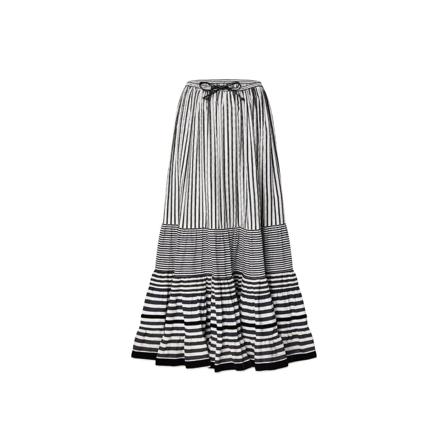 Women Louis Vuitton Skirts And Shorts | Mixed Stripes Tiered Midi Skirt