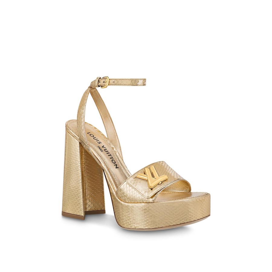 Women Louis Vuitton Platform Shoes | Shake Platform Sandal Gold